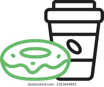 Coffee with Donut Icon image. Suitable for mobile application.