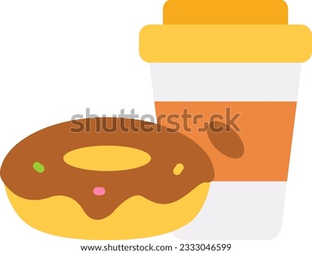 Coffee with Donut Icon image. Suitable for mobile application.