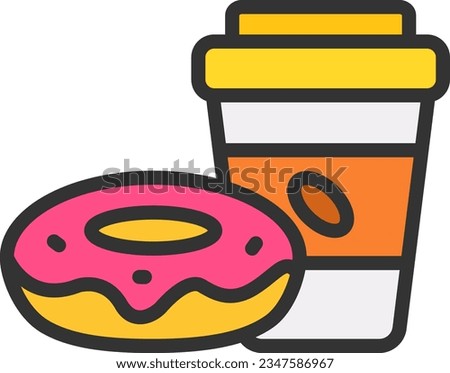 Coffee with Donut Icon image. Suitable for mobile application.