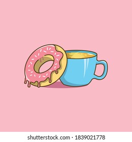 coffee and donut illustration design