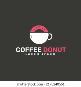  coffee donut logo design template 