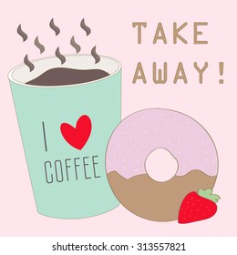 Coffee and donut take away banner for cafe