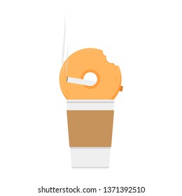 coffee and donut vector. cigarette vector. wallpaper. free space for text. copy space.