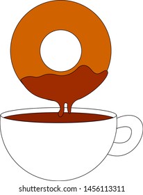 Coffee and donuts, illustration, vector on white background.