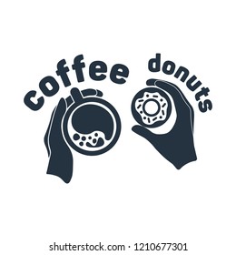 Coffee and donuts isolated icon on white background, 400 coffee set, company name, banner