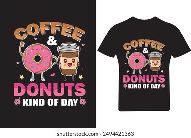 Kaffee und Donuts Art of Day T-Shirt Design, T-Shirt, Kaffeeliebhaber
