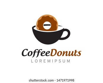 Coffee and donuts logo symbol or icon template