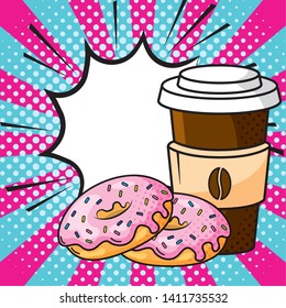 coffee and donuts vector illustration