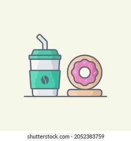 Ilustración vectorial de café y donuts