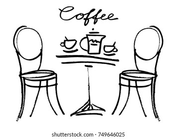 Coffee doodle concept. Vector hand drawn graphic illustration.