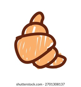Doodle de café de un croissant