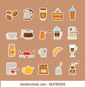 Coffee - Doodle Elements Set. Cafeteria Icons Collection. Vector Illustration.