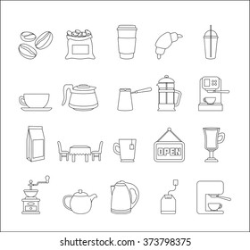 Coffee - Doodle Elements Set. Cafeteria Icons Collection. Vector Illustration.