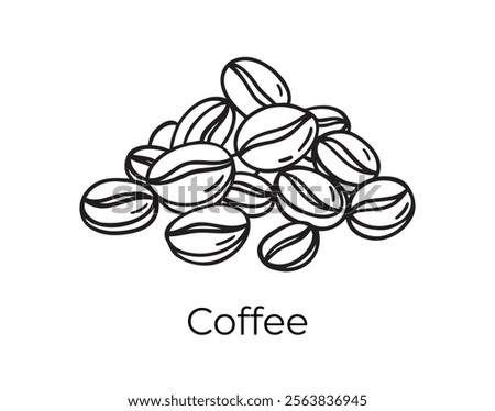 coffee doodle hand drawn icon. Outline drawing plant organic natural cosmetic coffee beans ingredient line clipart symbol . Vector illustration