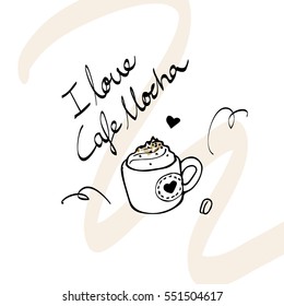 coffee doodle and hand writing