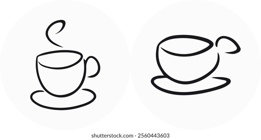 Coffee Doodle Icon, line hand drawn cafe cup symbol vector design. Great for mobile app, web design, banner, etc