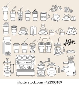 Der Stil des Kaffeehandels. Vektorillustration.