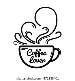 Coffee Doodle Illustration With Coffee Lover Typography