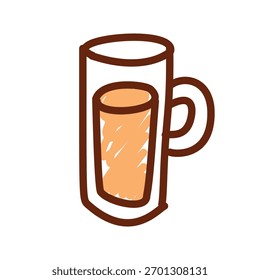 Doodle de café de un café dentro del vidrio