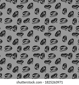 Coffee doodle pattern. Seamless picture on a white background. Vector illustration.