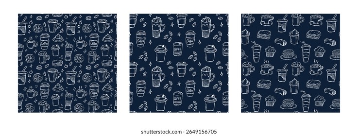 Coffee doodle seamless pattern illustration