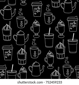 coffee doodle seamless pattern and vector