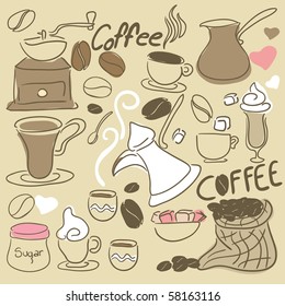 coffee doodle set