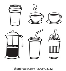 Coffee Doodle set, vector illustration.