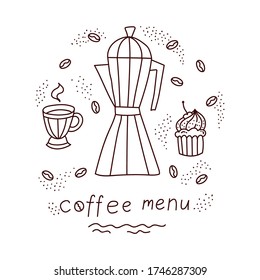 Coffee doodle einfache trendige naive Vektorgrafik