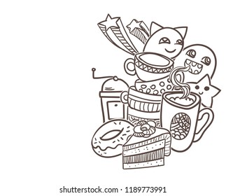 coffee doodle sketch vector card