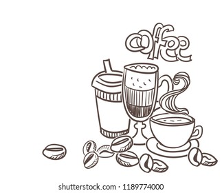 coffee doodle sketch vector card