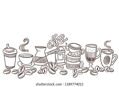 coffee doodle sketch vector card