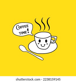 dibujos animados bonitos del vector del doodle de café. 