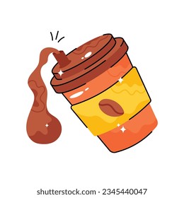 Eslabón del vector del doodle de café rellenado Sticker. archivo EPS 10