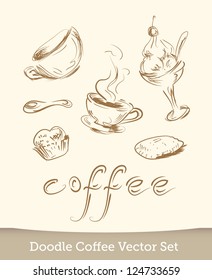 coffee doodle vector set