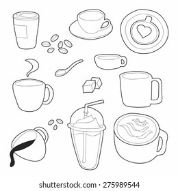 Coffee doodle vector set