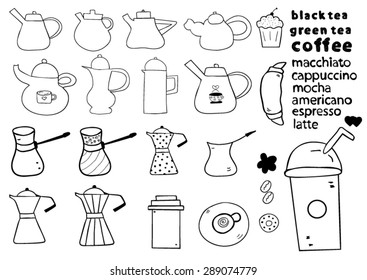 Coffee Doodles design set.