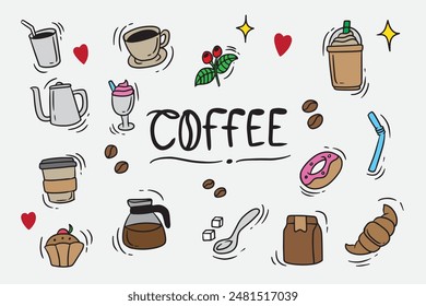 coffee doodles good for background , wallpaper, and graphic design, cafe design , coffee shop design