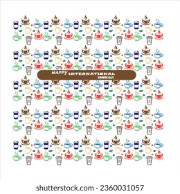 Coffee Doodles Vector del Patrón sin Marea - Ilustración de la Copa Internacional del Café de café para el Día Internacional del Café