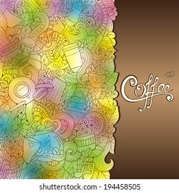 Coffee Doodles Sketch. Hand-Drawn Vector Illustration. Coffee Design Template.