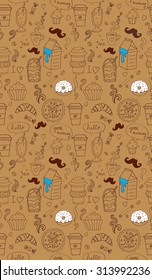 Coffee doodles,vector illustration pattern