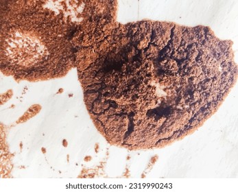 Coffee Dot Cardboard. White Coffee Paper. Brown Sheet Surface. Dirty Dirt Texture. Grain Worn Poster. Rustic Dye Spatter. Dirty Art Mark Structure. Brown Coffee Grunge. Abstract Water Coffee Pattern.