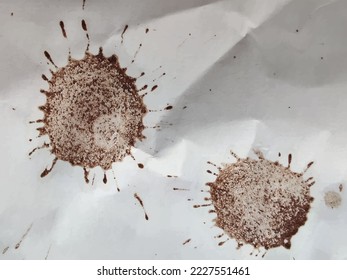 Coffee Dot Parchment. White Coffee Poster. Brown Coffee Print. Dirty Old Spot Cardboard. White Drink Spatter. Dirty Mark Surface. Carton Dye Pattern. Grain Fade Banner. Abstract Water Coffee Texture.