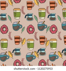 Coffee and Doughnut Vector pattern
