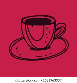 Coffee drawing, engraving, ink, line art, vector	