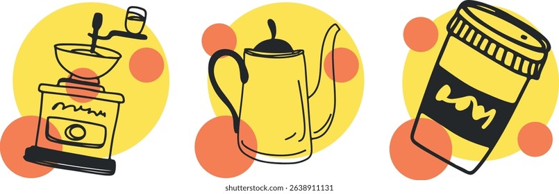 Coffee drawing, engraving, ink, line art, vector	