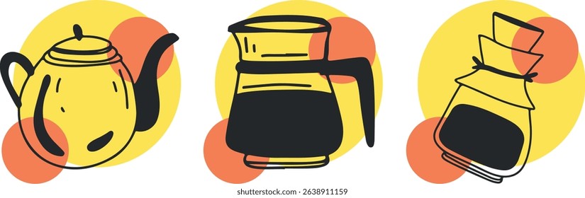 Coffee drawing, engraving, ink, line art, vector	