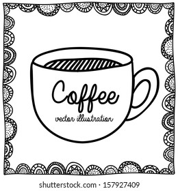 Kaffeezeichnung auf weißem Hintergrund Vektorillustration