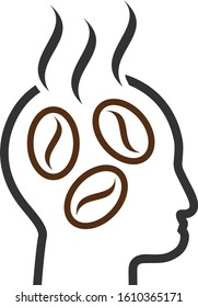 Coffee dreams head vector icon. Flat Coffee dreams head pictogram is isolated on a white background.