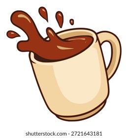 Coffee drink beverage cup splash flat color vector illustration template design